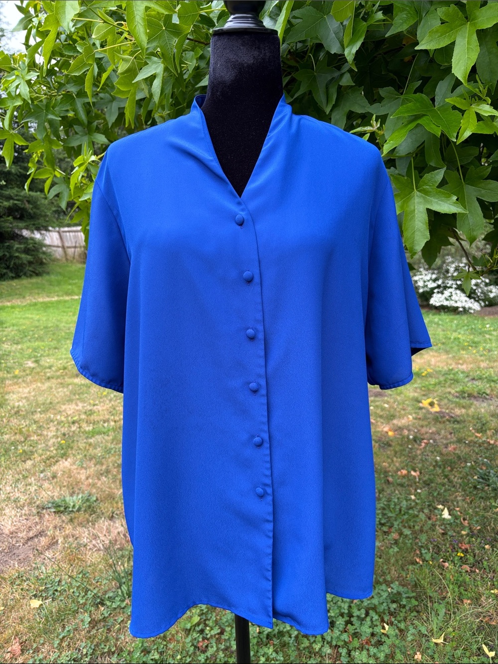 Pendleton Cobalt Blue V-Neck Button-Front Blouse